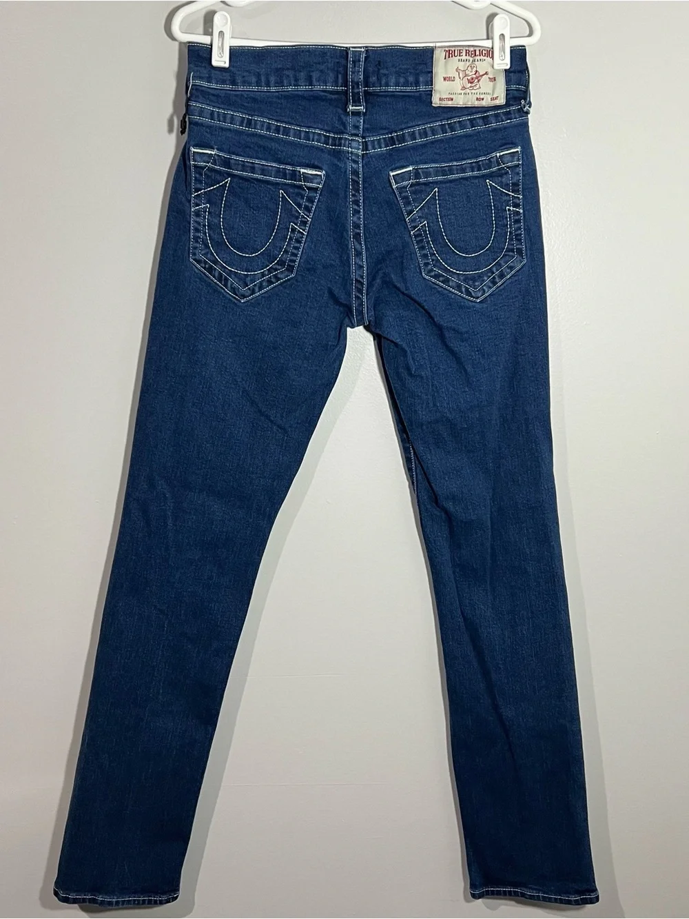 True Religion Ricky Relaxed Straight No Flap Blue White Jeans Mens Size 29